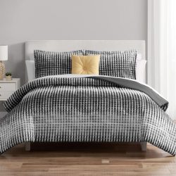 Mainstays Black and White Geo Stripe 10 Piece Bed in a Bag Comforter Set